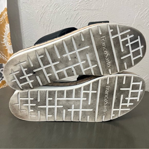 Franco Sarto Titan Black Leather Slip On Platform Slide Sandals Espadrilles 9 - Picture 5 of 7